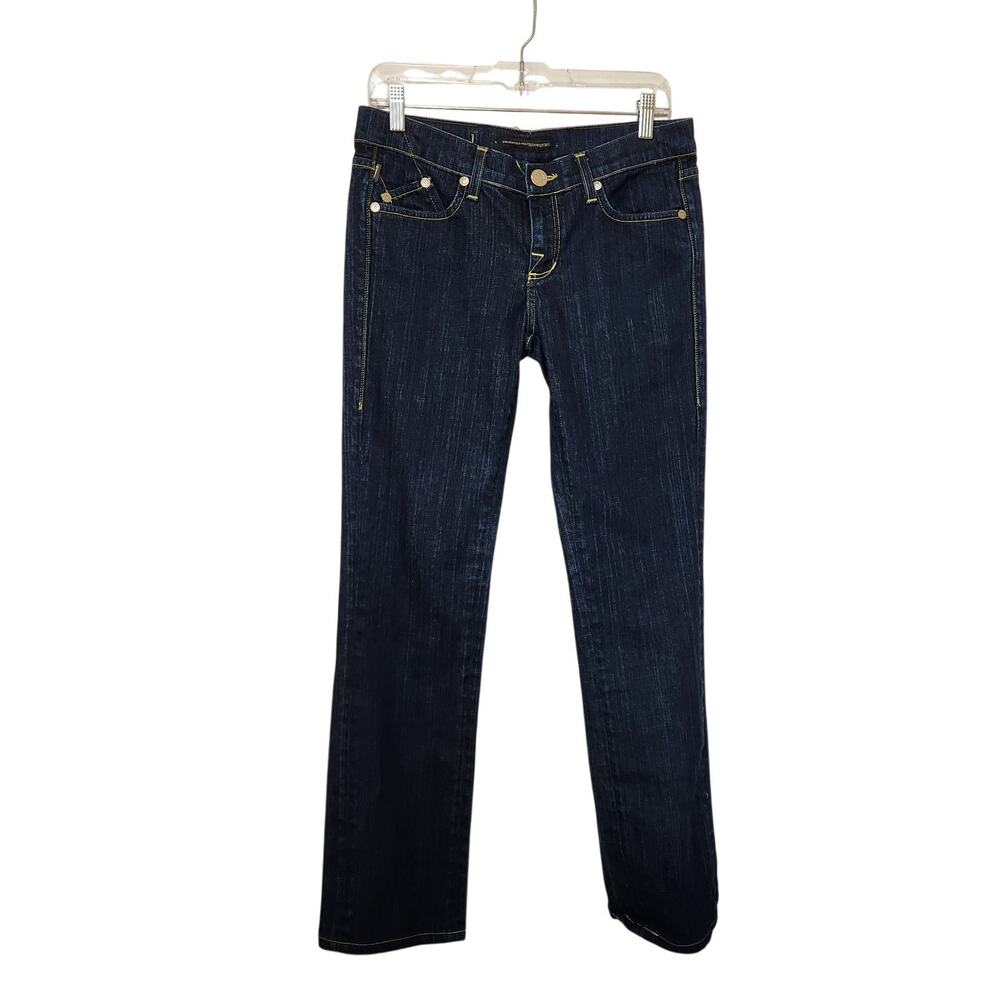 Rock & Republic Blue Dark Wash Denim Low Rise Relaxed Straight Jeans Size 29